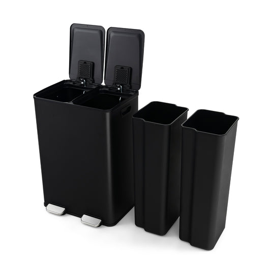 8 Gal Dual Compartment Trash Can, Black Kitchen Organization Black at Gallery Canada