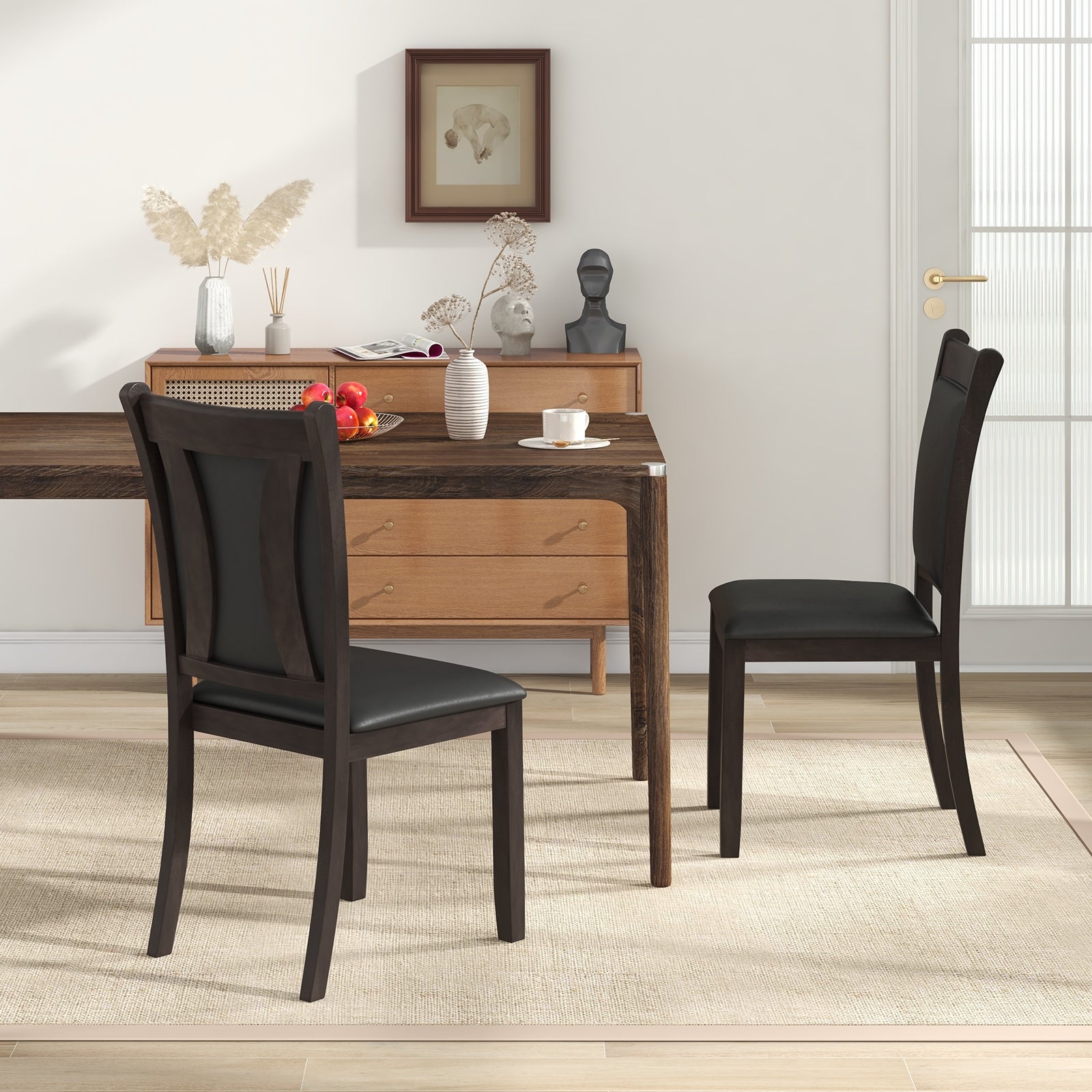 Dining Chairs Set of 2 Faux Leather Upholstered Kitchen Side Chairs with Padded Seat, Gray Dining Chairs at Gallery Canada