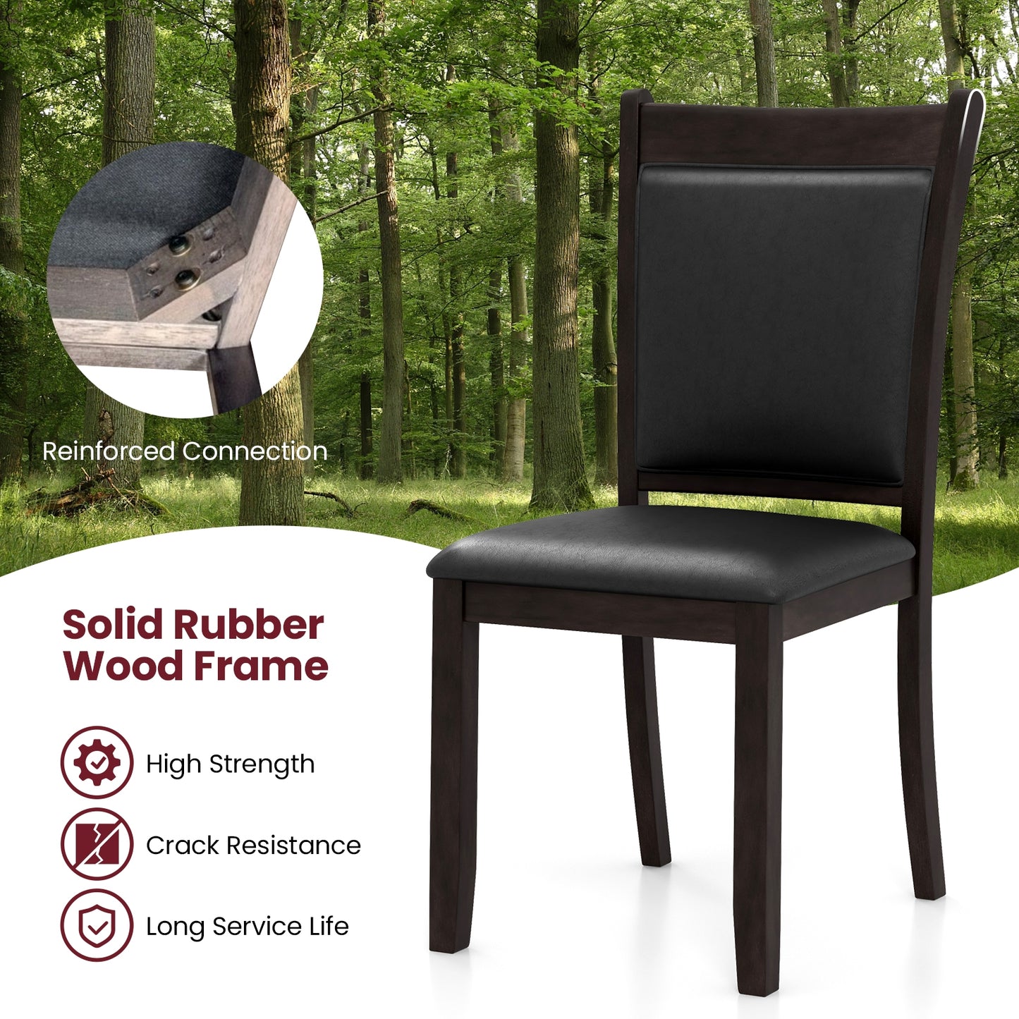 Dining Chairs Set of 2 Faux Leather Upholstered Kitchen Side Chairs with Padded Seat, Gray Dining Chairs at Gallery Canada