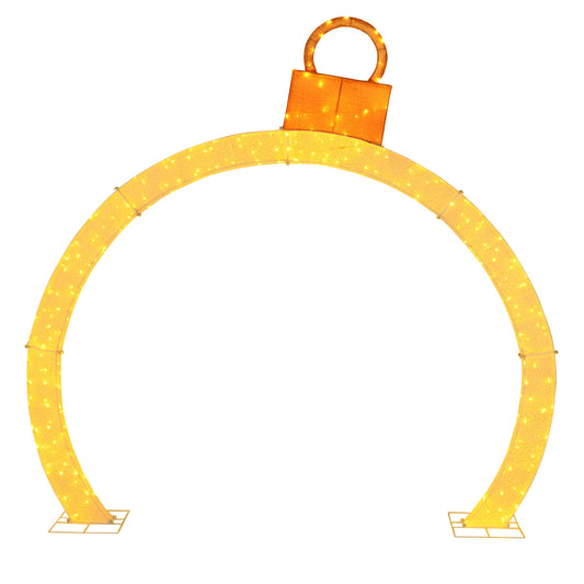 10.5 Feet Pre-Lit Christmas Arch, Gold Ornament Cap, 300 Warm White LED Lights Christmas Decor & Accessories Options at Gallery Canada