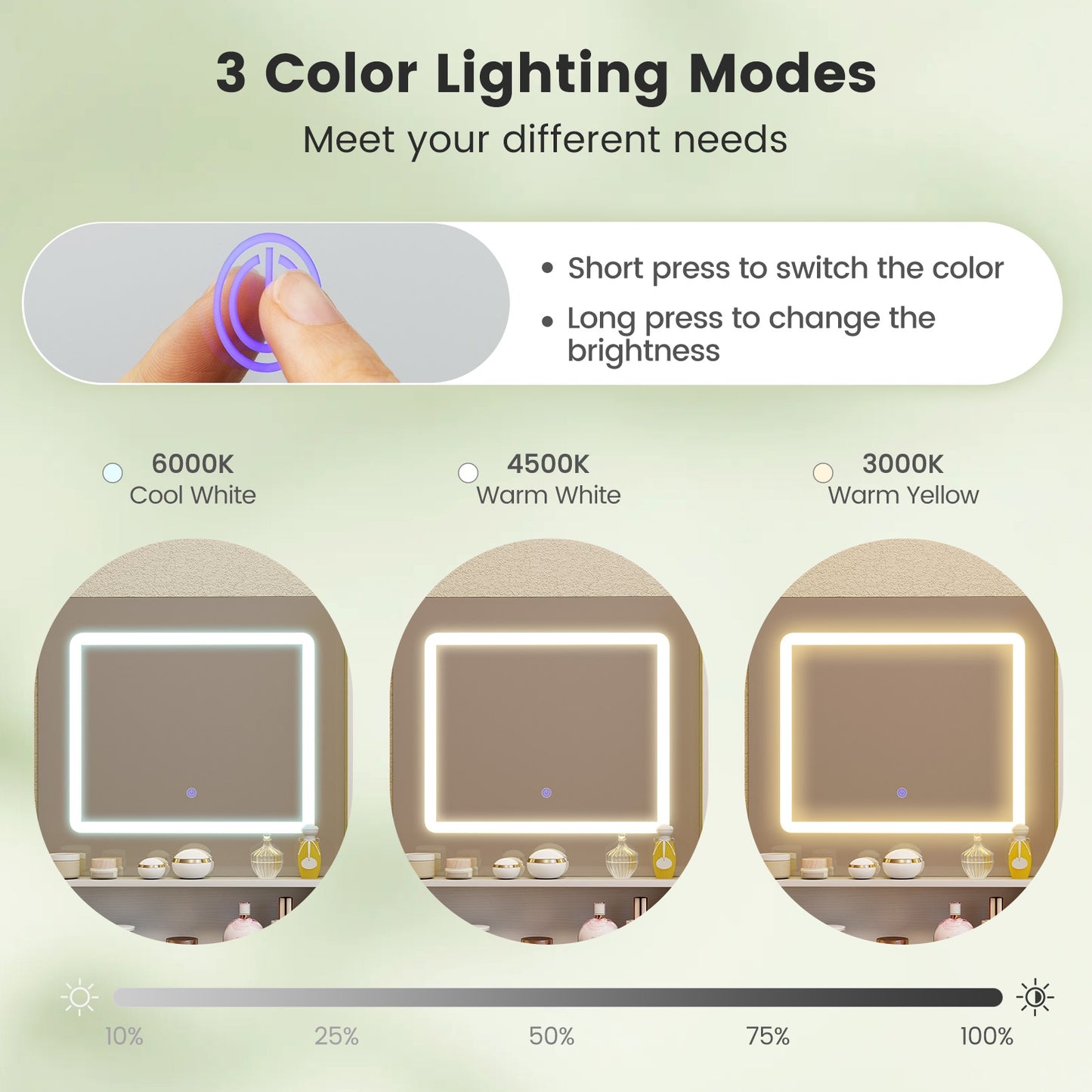 Dressing Desk with 3 Color Lighting and Hair Dryer Stand, White Makeup Vanities at Gallery Canada