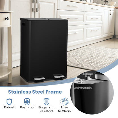 8 Gal Dual Compartment Trash Can, Black Kitchen Organization at Gallery Canada