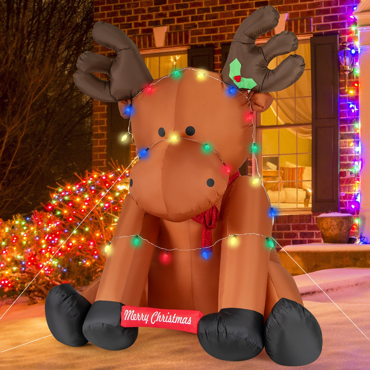 8.5 Feet Tall Christmas Inflatable Reindeer, 24 LED String Lights, Brown Christmas Decor & Accessories at Gallery Canada
