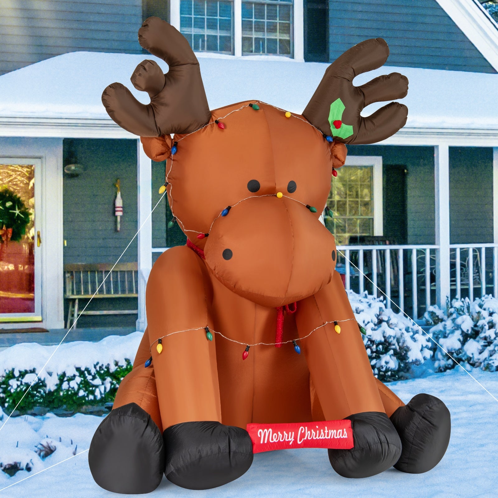 8.5 Feet Tall Christmas Inflatable Reindeer, 24 LED String Lights, Brown Christmas Decor & Accessories at Gallery Canada