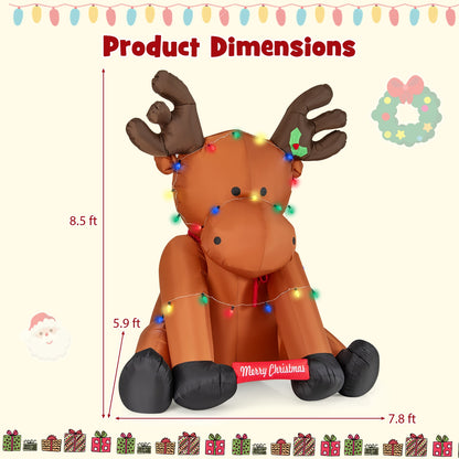 8.5 Feet Tall Christmas Inflatable Reindeer, 24 LED String Lights, Brown Christmas Decor & Accessories at Gallery Canada