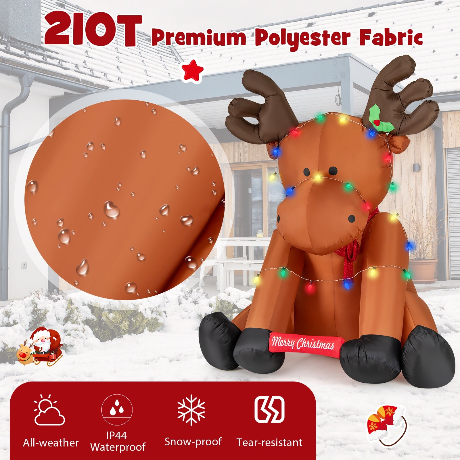 8.5 Feet Tall Christmas Inflatable Reindeer, 24 LED String Lights, Brown Christmas Decor & Accessories at Gallery Canada