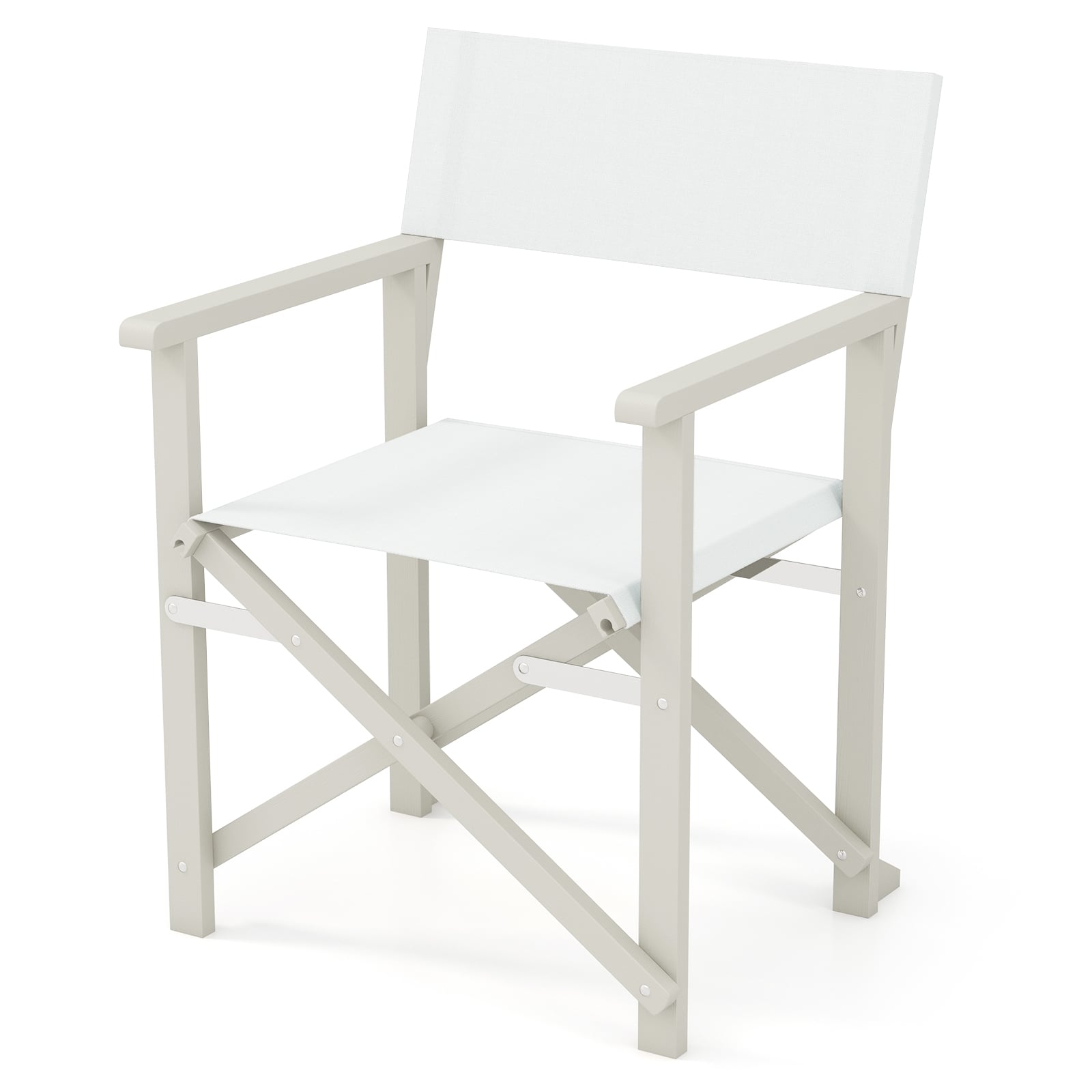 Folding Director Chair, Acacia Wood Frame, Washable Oxford Fabric, Off White Patio Dining Chairs Off White at Gallery Canada