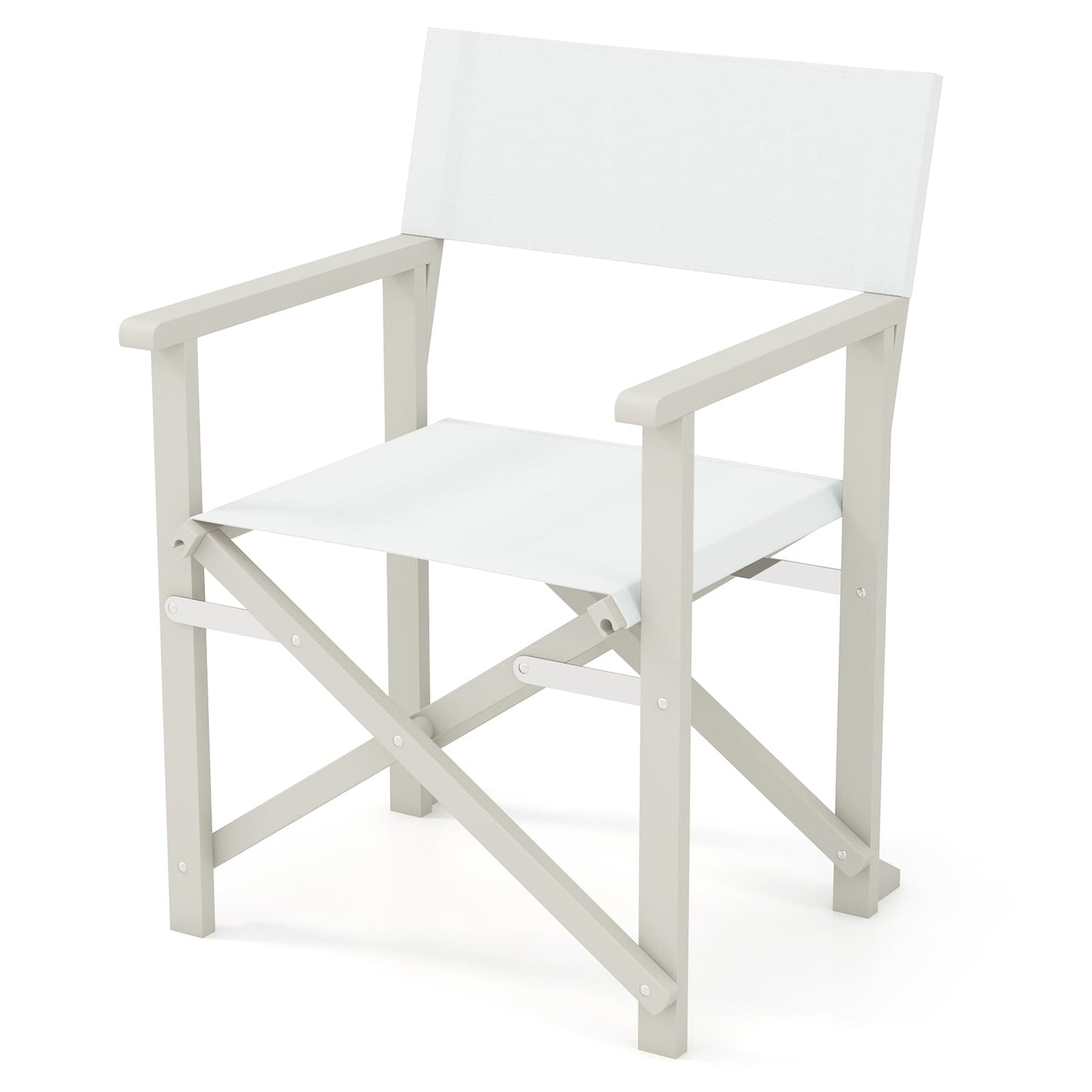 Folding Director Chair, Acacia Wood Frame, Washable Oxford Fabric, Off White Patio Dining Chairs Off White at Gallery Canada