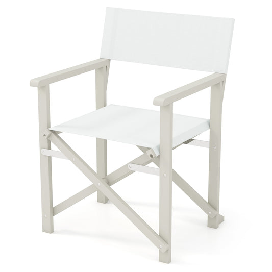 Folding Director Chair, Acacia Wood Frame, Washable Oxford Fabric, Off White Patio Dining Chairs Off White at Gallery Canada
