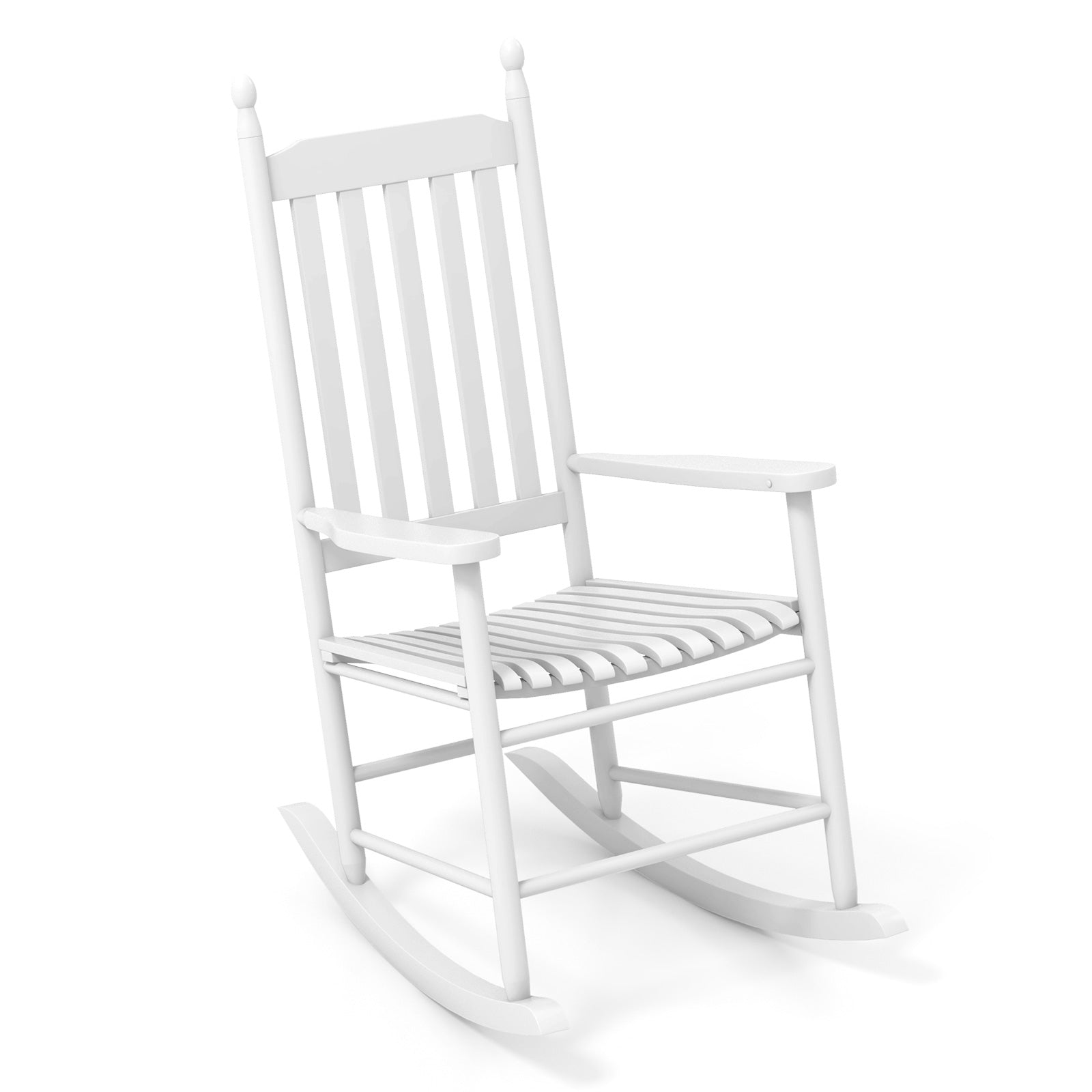 High-Back Acacia Wood Outdoor Rocking Chair with Solid Rocking Base, White Patio Rocking Chairs & Gliders White at Gallery Canada