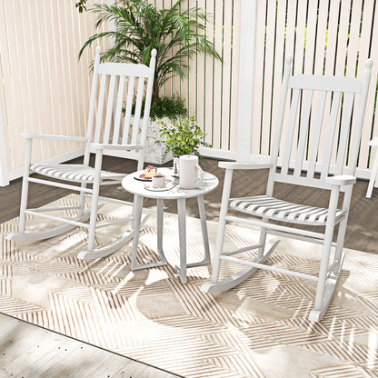 High-Back Acacia Wood Outdoor Rocking Chair with Solid Rocking Base, White Patio Rocking Chairs & Gliders at Gallery Canada