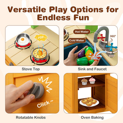 Outdoor Mud Kitchen Playset for Girls and Boys 3+ Years Old, Orange Play Kitchen Sets at Gallery Canada