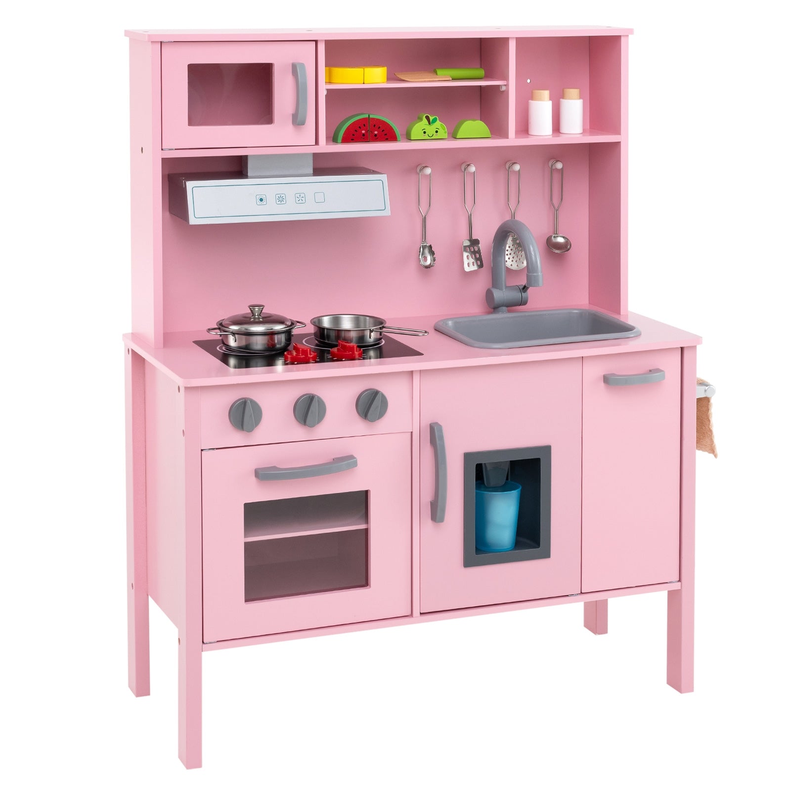 Wooden Pretend Play Kitchen Set for Toddlers, Pink Play Kitchen Sets at Gallery Canada