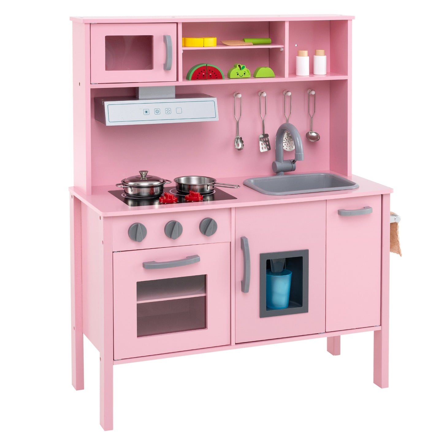 Wooden Pretend Play Kitchen Set for Toddlers, Pink Play Kitchen Sets Pink at Gallery Canada