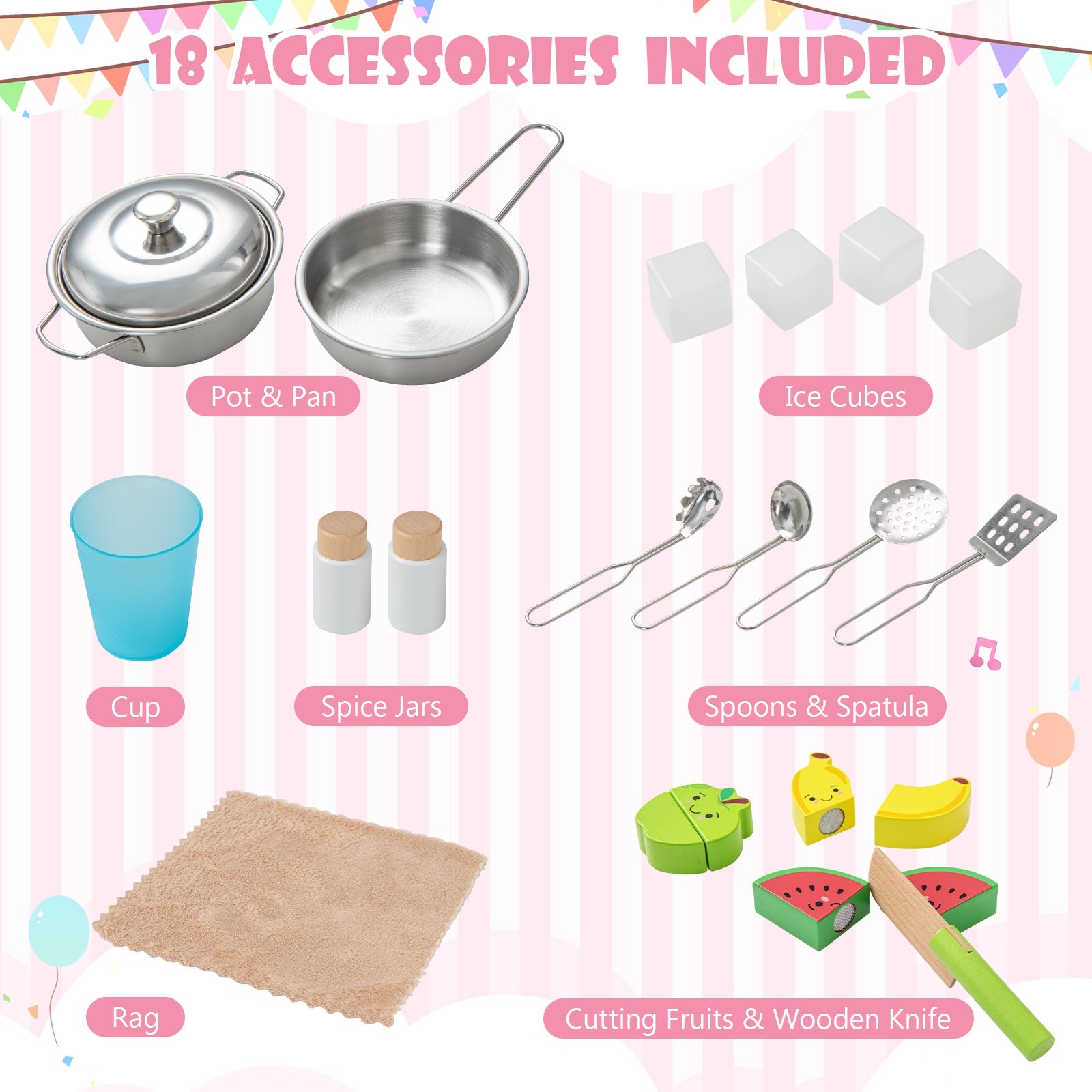 Wooden Pretend Play Kitchen Set for Toddlers, Pink Play Kitchen Sets at Gallery Canada