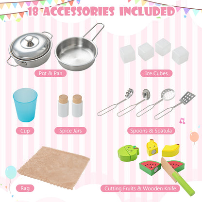 Wooden Pretend Play Kitchen Set for Toddlers, Pink Play Kitchen Sets at Gallery Canada