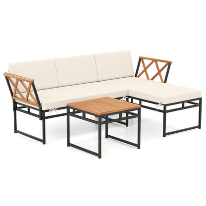 3-Piece L-Shaped Patio Furniture Set for Porch Backyard and Poolside, Beige Patio Conversation Sets at Gallery Canada