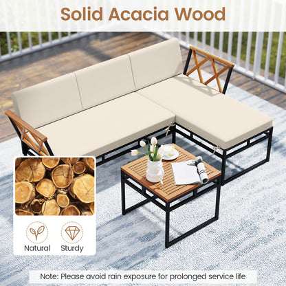 3-Piece L-Shaped Patio Furniture Set for Porch Backyard and Poolside, Beige Patio Conversation Sets at Gallery Canada