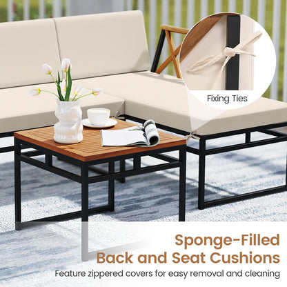 3-Piece L-Shaped Patio Furniture Set for Porch Backyard and Poolside, Beige Patio Conversation Sets at Gallery Canada