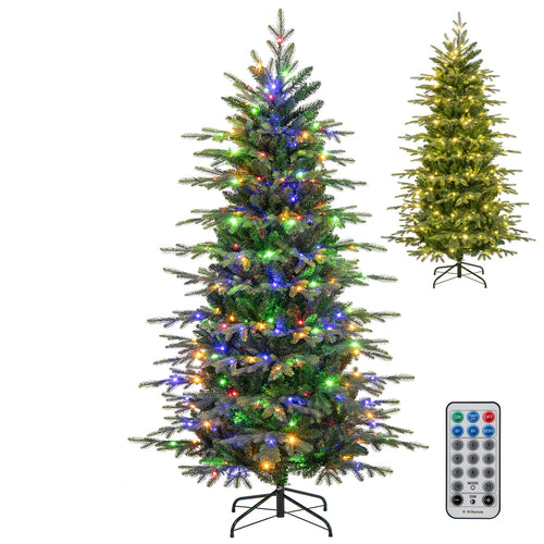6 Feet Pre-Lit Artificial Christmas Tree, Warm White LED Lights, Green