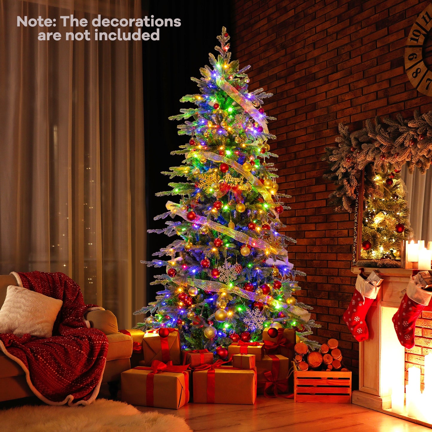 7.5 Feet Pre-Lit Artificial Christmas Tree, Warm White LED Lights, Green Christmas Tree at Gallery Canada