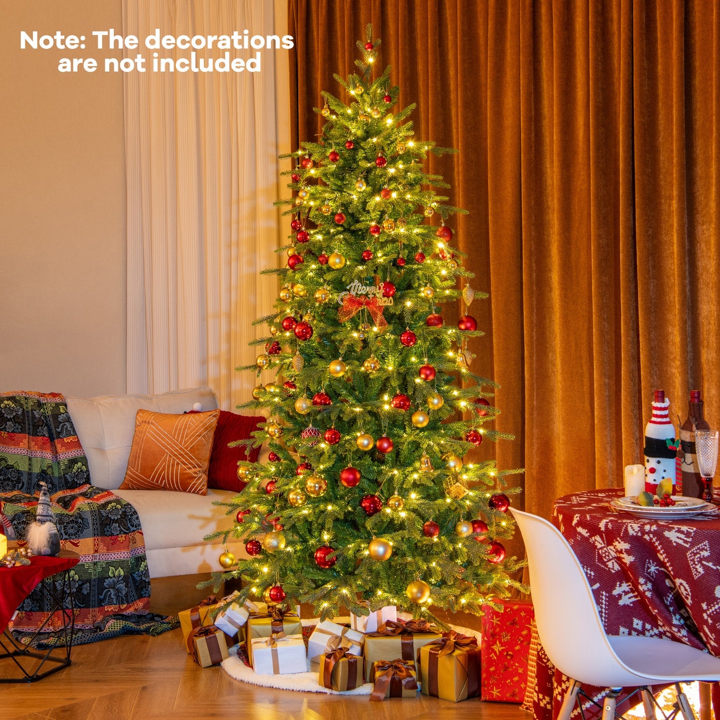 7.5 Feet Pre-Lit Artificial Christmas Tree, Warm White LED Lights, Green Christmas Tree at Gallery Canada