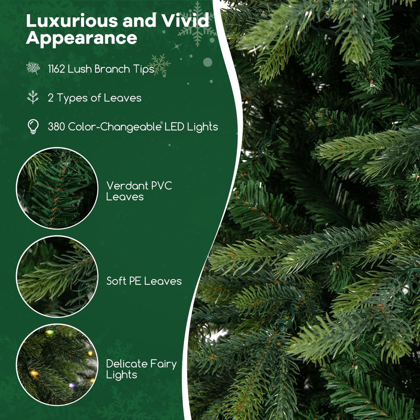 7.5 Feet Pre-Lit Artificial Christmas Tree, Warm White LED Lights, Green Christmas Tree at Gallery Canada