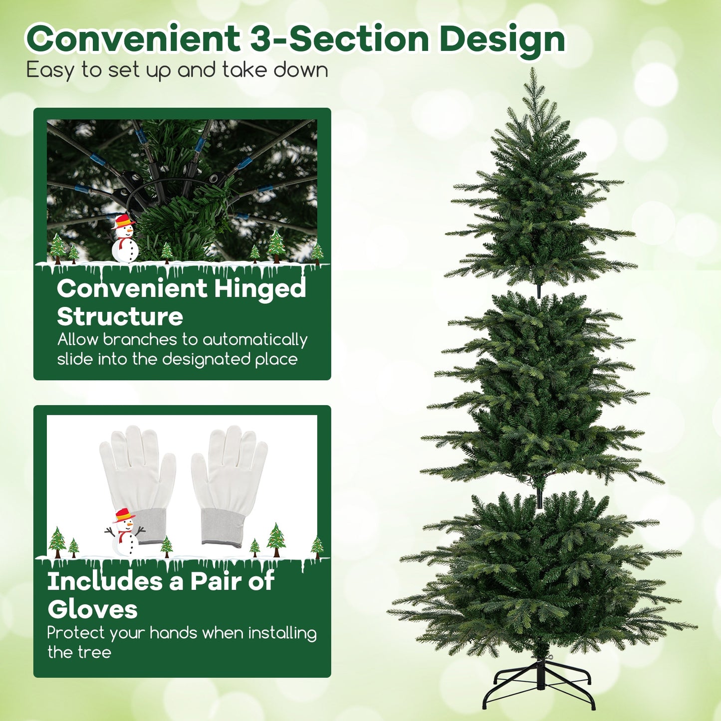 7.5 Feet Pre-Lit Artificial Christmas Tree, Warm White LED Lights, Green Christmas Tree at Gallery Canada