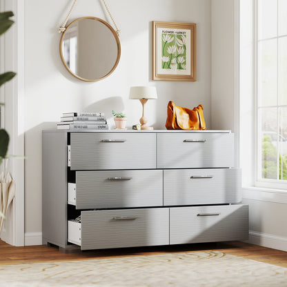 6 Drawer Storage Cabinet with Metal Legs Handles with Anti-Toppling Devices-Grey, Gray Cabinets & Chests at Gallery Canada