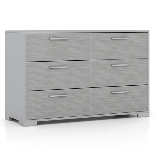 6 Drawer Storage Cabinet, Metal Legs, Anti-Toppling, Gray
