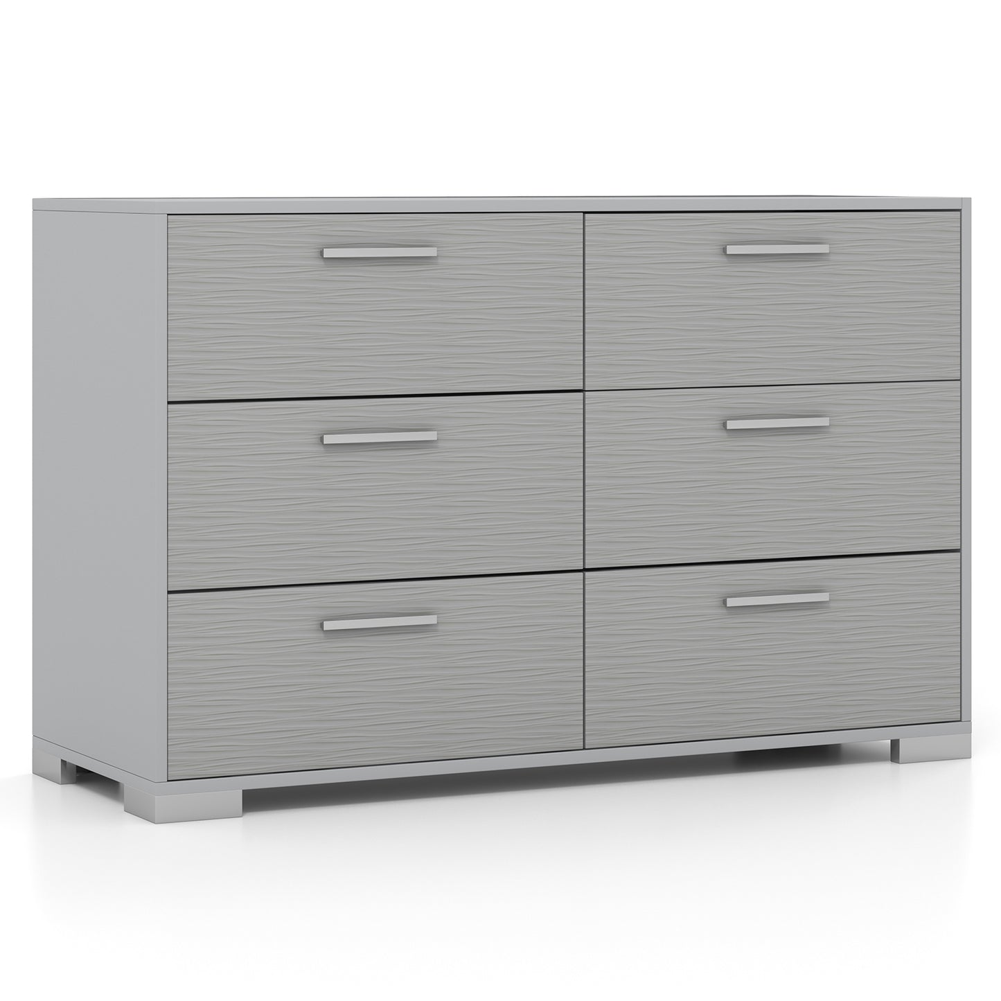 6 Drawer Storage Cabinet with Metal Legs Handles with Anti-Toppling Devices-Grey, Gray Cabinets & Chests Gray at Gallery Canada