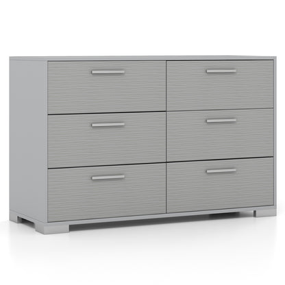 6 Drawer Storage Cabinet with Metal Legs Handles with Anti-Toppling Devices-Grey, Gray Cabinets & Chests Gray at Gallery Canada