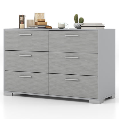 6 Drawer Storage Cabinet with Metal Legs Handles with Anti-Toppling Devices-Grey, Gray Cabinets & Chests at Gallery Canada
