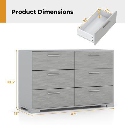 6 Drawer Storage Cabinet with Metal Legs Handles with Anti-Toppling Devices-Grey, Gray Cabinets & Chests at Gallery Canada