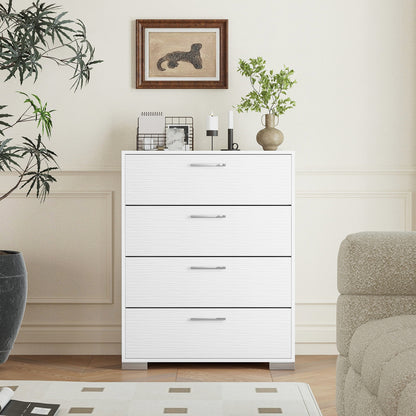 4 Drawer Storage Cabinet with Metal Legs Handles with Anti-Toppling Devices, White Cabinets & Chests at Gallery Canada