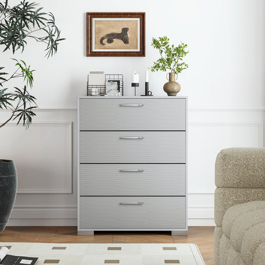 4 Drawer Storage Cabinet with Metal Legs Handles with Anti-Toppling Devices, Gray Cabinets & Chests Gray at Gallery Canada