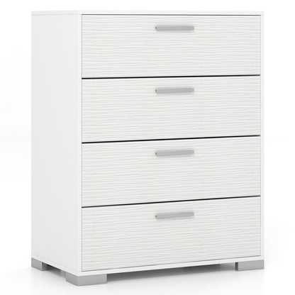 4 Drawer Storage Cabinet with Metal Legs Handles with Anti-Toppling Devices, White Cabinets & Chests White at Gallery Canada