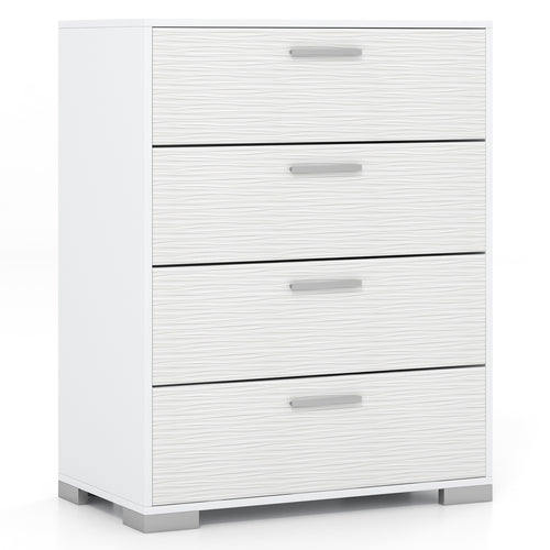 4 Drawer Storage Cabinet, Metal Legs Handles, White