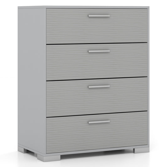 4 Drawer Storage Cabinet with Metal Legs Handles with Anti-Toppling Devices, Gray Cabinets & Chests Gray at Gallery Canada