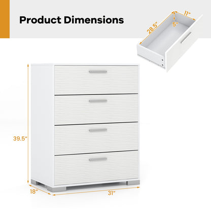 4 Drawer Storage Cabinet with Metal Legs Handles with Anti-Toppling Devices, White Cabinets & Chests at Gallery Canada