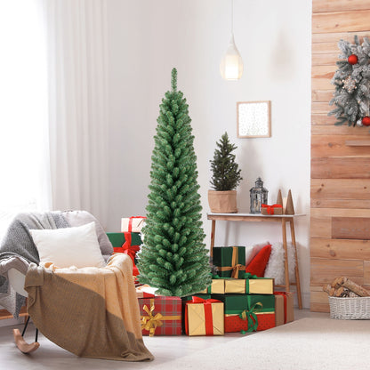 5FT Pencil Christmas Tree, Memory Wire Branch Tips, Warm LED Lights, Green Christmas Tree at Gallery Canada