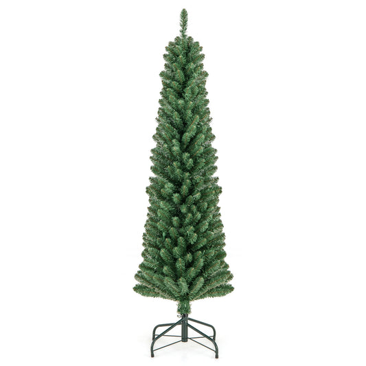 5FT Pencil Christmas Tree, Memory Wire, Warm LED Lights, Green Christmas Tree Green at Gallery Canada