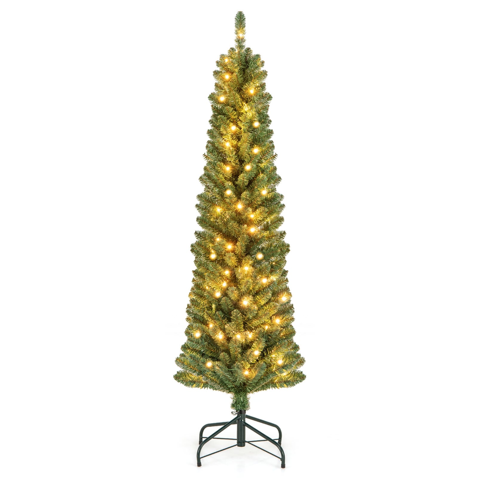 5FT Pencil Christmas Tree, Memory Wire Branch Tips, Warm LED Lights, Green Christmas Tree at Gallery Canada