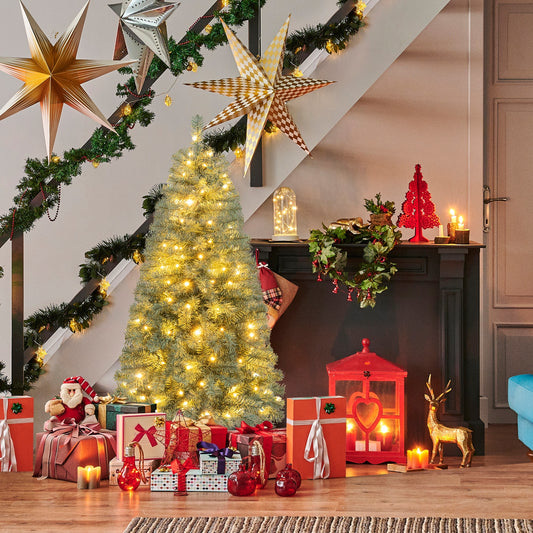 Pre-Lit Blue Artificial Christmas Tree Slim with 9 Lighting Modes-4.5 ft, Blue Christmas Tree Blue at Gallery Canada