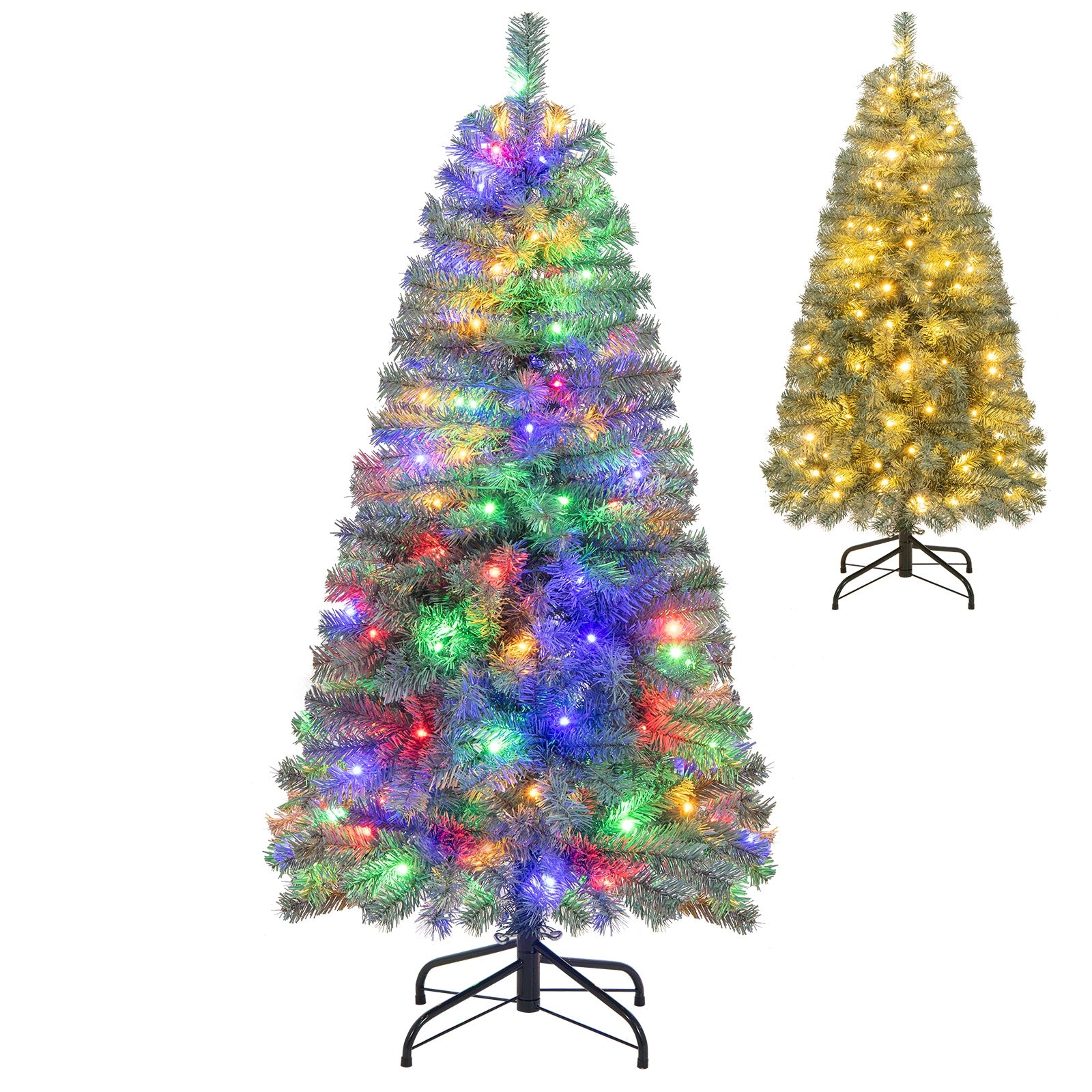 Pre-Lit Blue Artificial Christmas Tree Slim with 9 Lighting Modes-4.5 ft, Blue Christmas Tree Blue at Gallery Canada