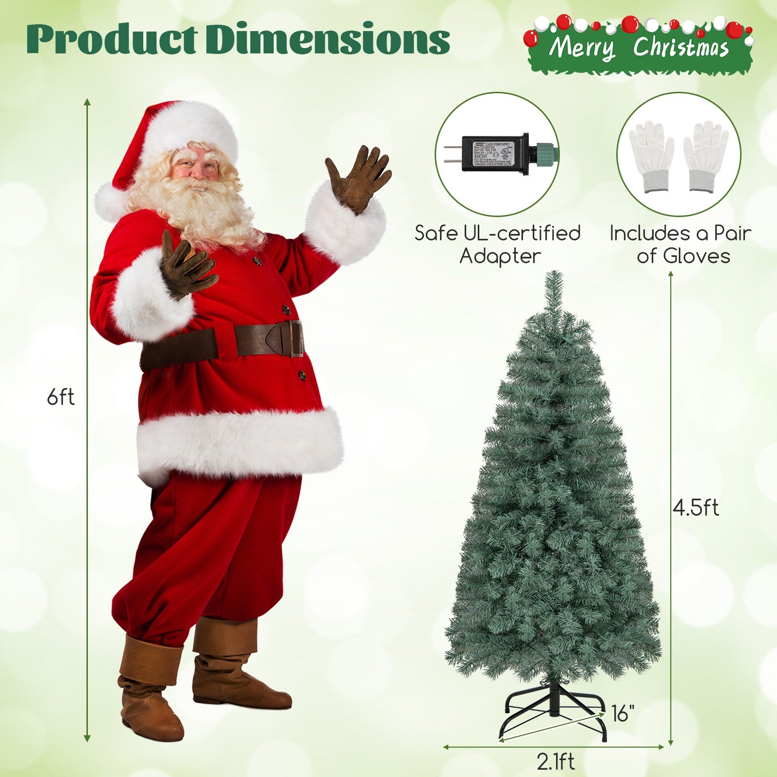 Pre-Lit Blue Artificial Christmas Tree Slim with 9 Lighting Modes-4.5 ft, Blue Christmas Tree at Gallery Canada