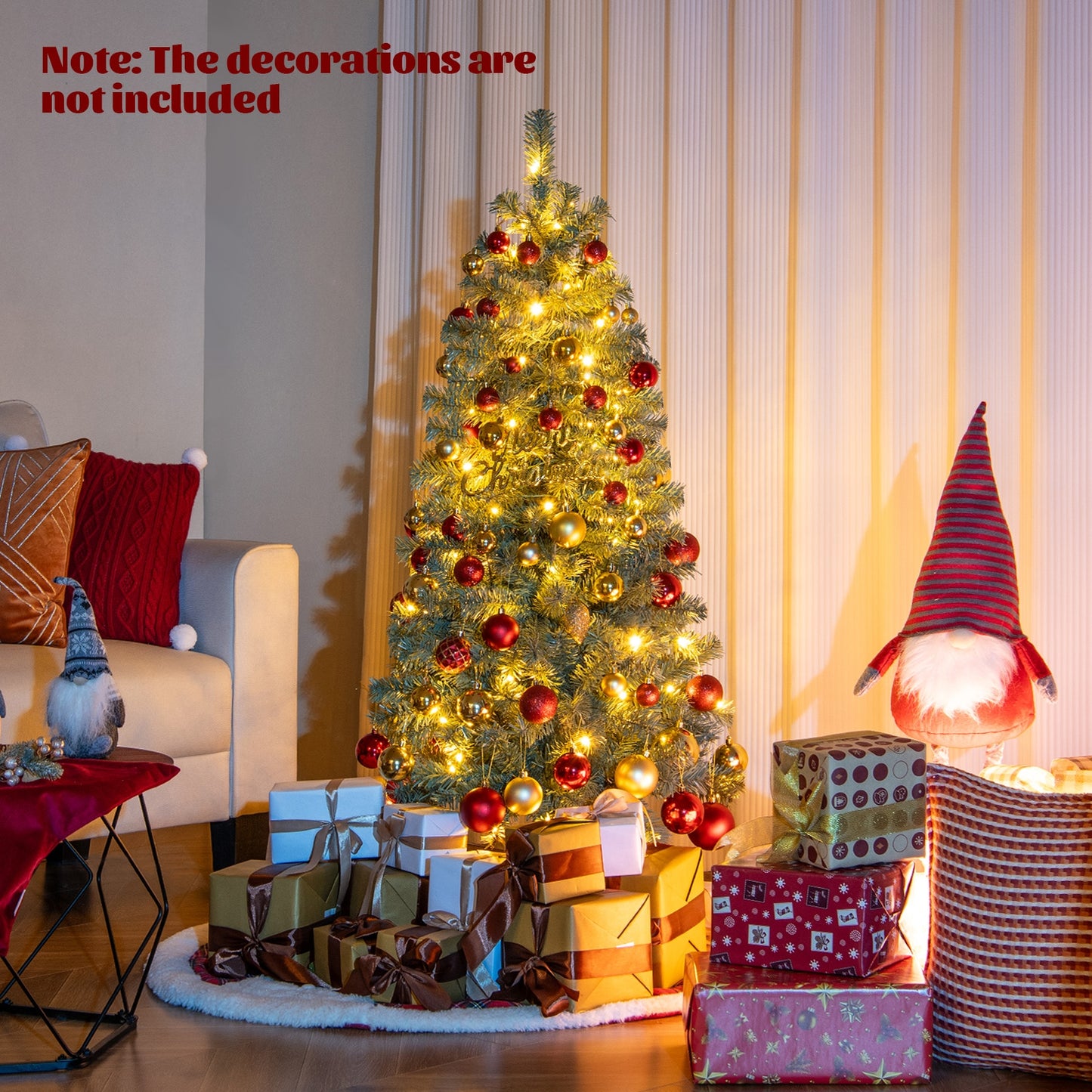 Pre-Lit Blue Artificial Christmas Tree Slim with 9 Lighting Modes-4.5 ft, Blue Christmas Tree at Gallery Canada