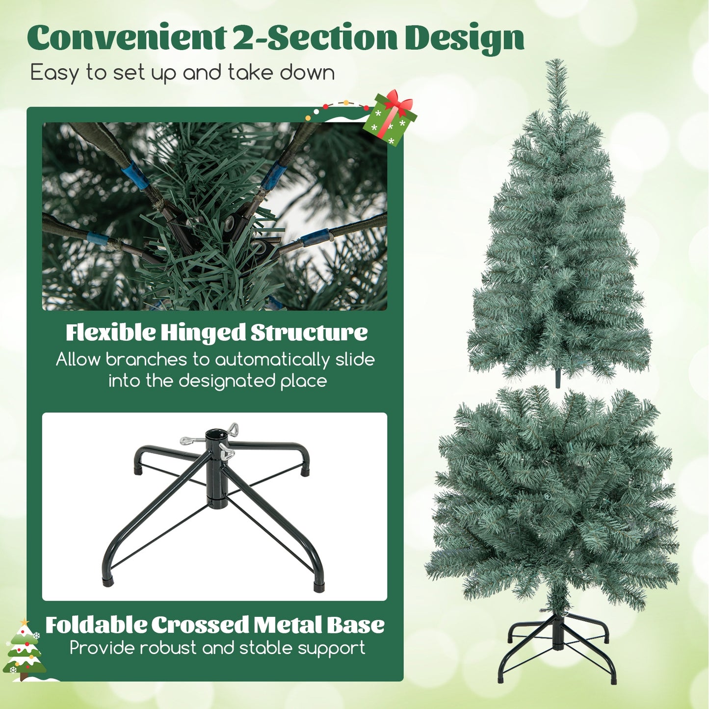 Pre-Lit Blue Artificial Christmas Tree Slim with 9 Lighting Modes-4.5 ft, Blue Christmas Tree at Gallery Canada