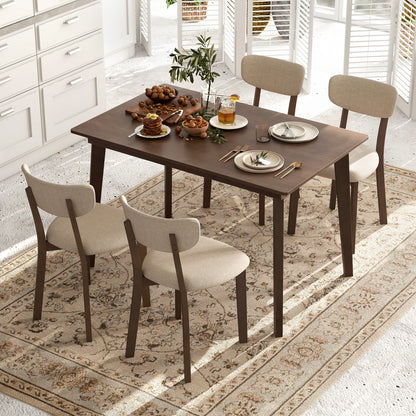 5-Piece Dining Table Set for 4 with Rubber Wood Frame and Padded Set, Brown Dining Room Sets at Gallery Canada