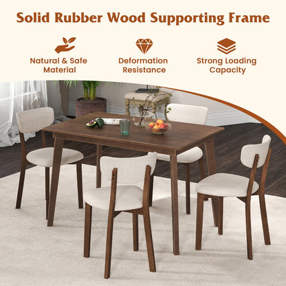 5-Piece Dining Table Set for 4 with Rubber Wood Frame and Padded Set, Brown Dining Room Sets at Gallery Canada